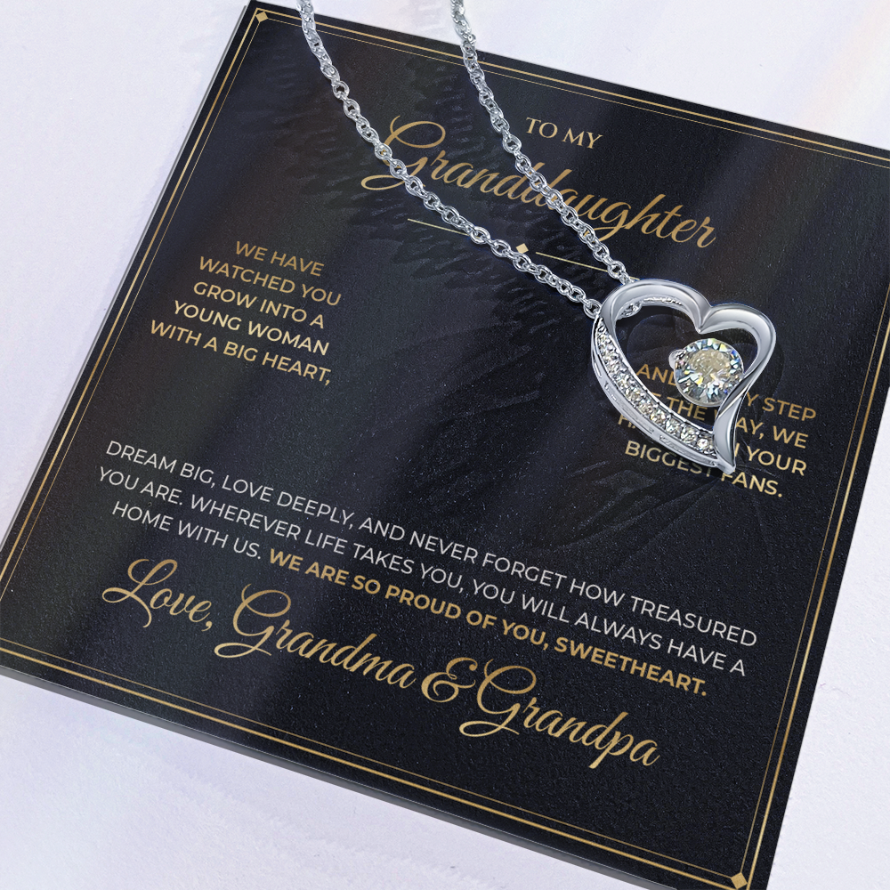 To My Granddaughter – From Grandma & Grandpa – Forever Love Necklace