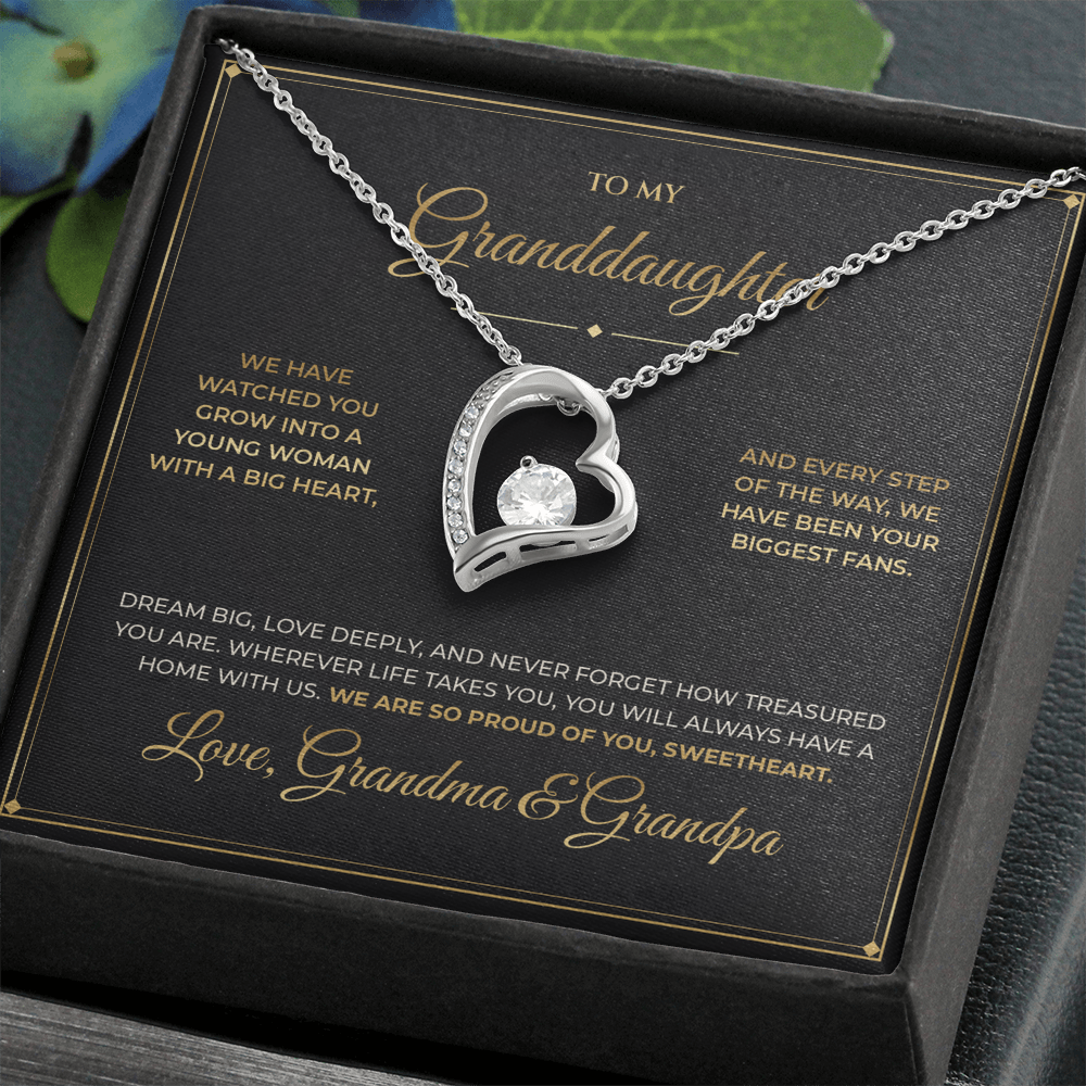 To My Granddaughter – From Grandma & Grandpa – Forever Love Necklace