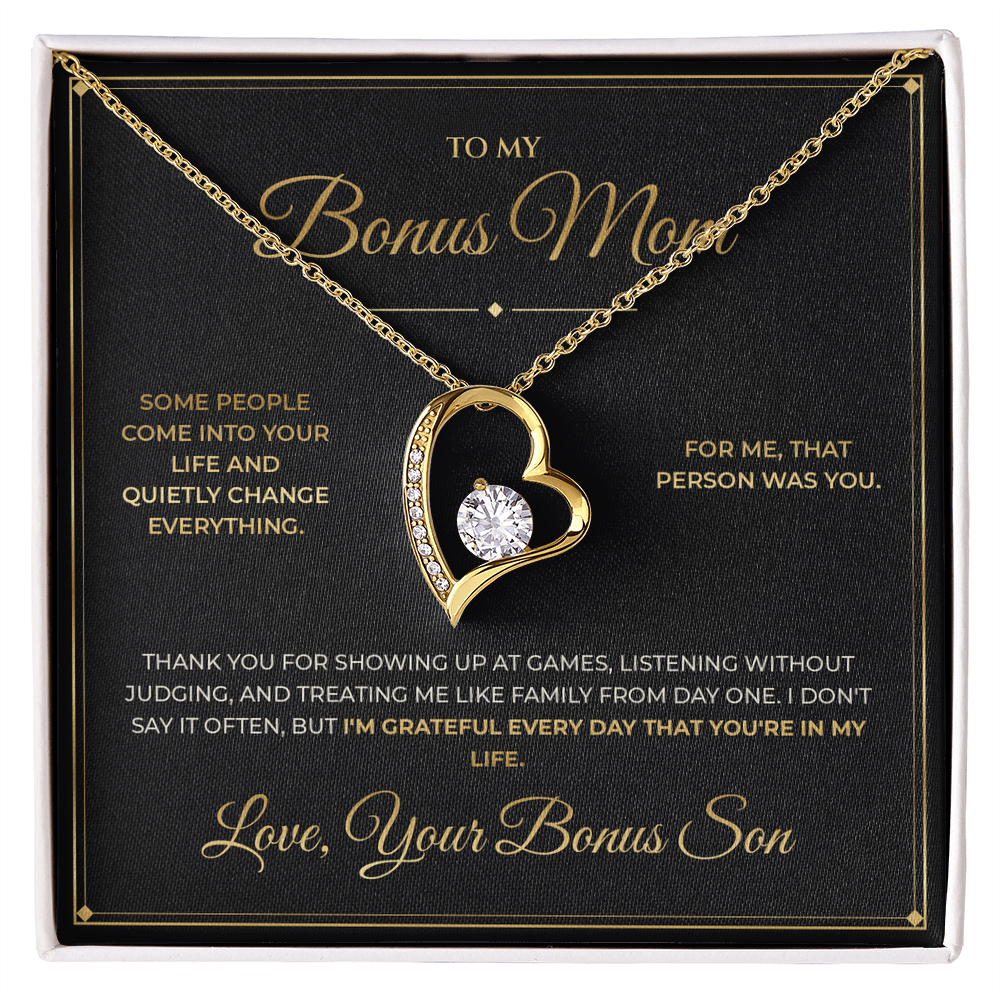 To My Bonus Mom – From Bonus Son – Forever Love Necklace