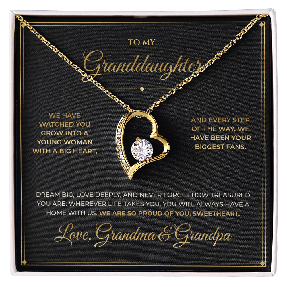 To My Granddaughter – From Grandma & Grandpa – Forever Love Necklace