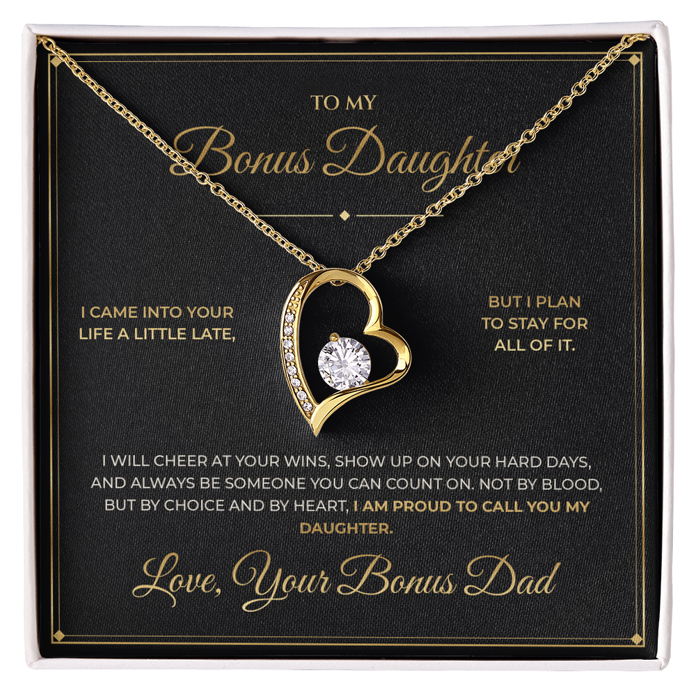 To My Bonus Daughter – From Bonus Dad – Forever Love Necklace